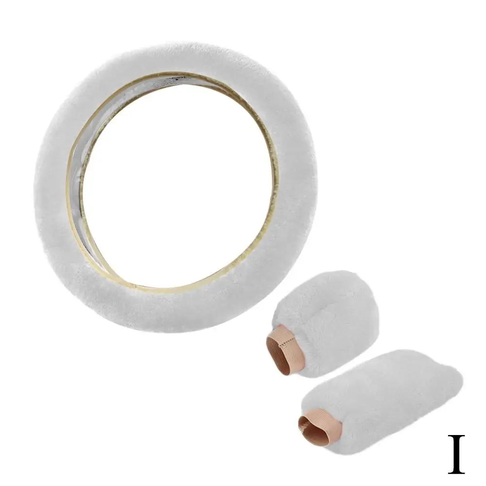 Plush Faux Fur Steering Wheel Cover Universal 37-38 cm (14.6-15 in) Soft Warm Anti-Slip Car Interior