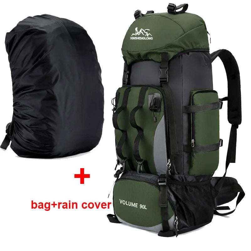 90L Waterproof Hiking Backpack - Large Capacity Trekking Rucksack for Camping & Travel (Unisex)