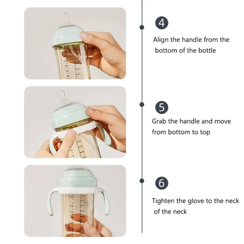 Square Feeding Bottle Handle for Baby (6M+) – Lightweight PP Easy-Grip Square Bottle Accessory, Wide‑Mouth Compatible