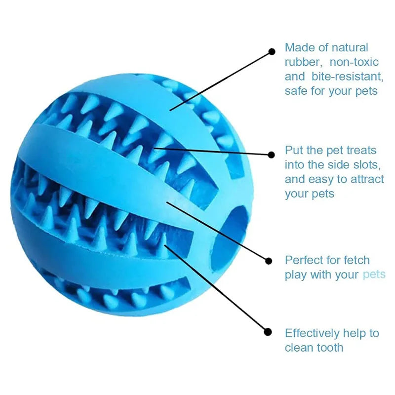 Interactive Rubber Chew Ball for Dogs & Cats — Treat Dispenser & Tooth-Cleaning Puppy Toy (5 cm / 2 in & 7 cm / 2.8 in)