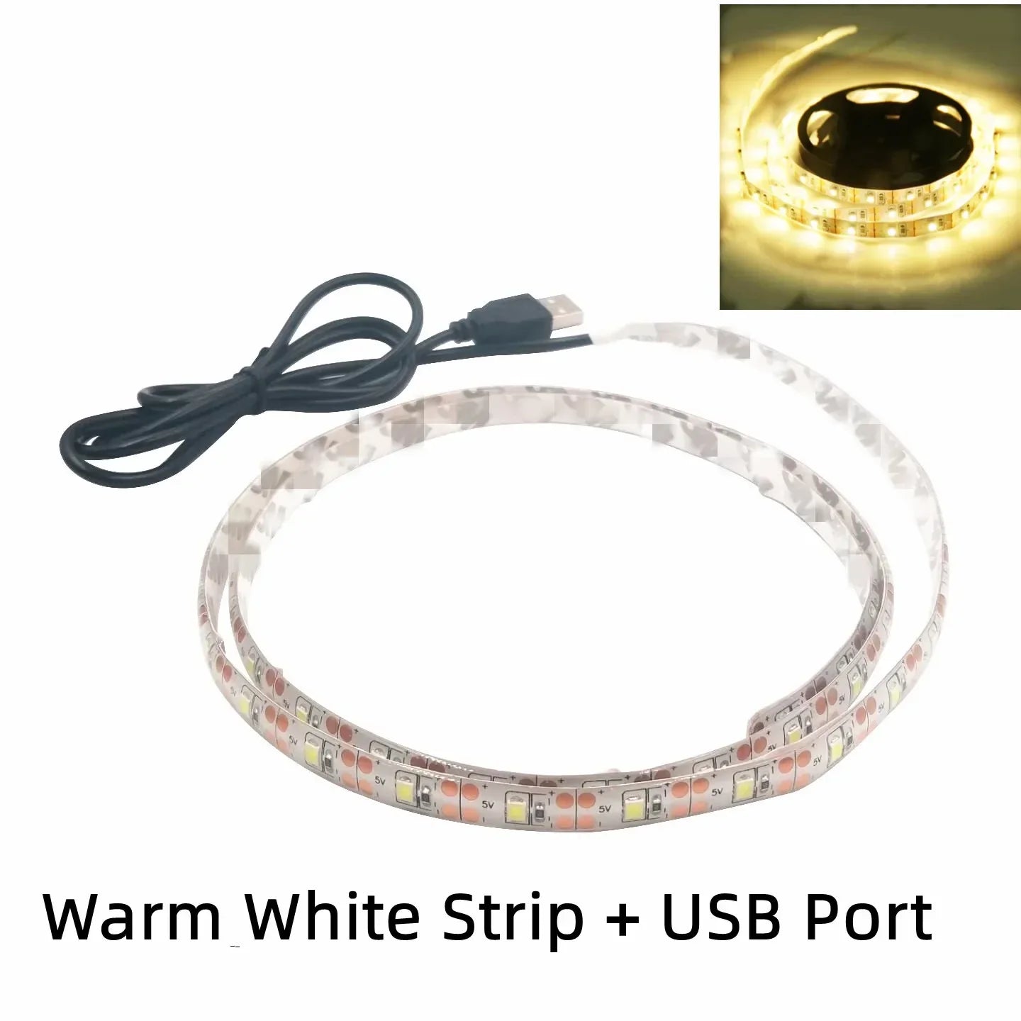 5V USB LED Strip Light Warm & Cool White 1m–5m (3.3–16.4 ft) Waterproof TV Backlight Flexible LED Tape