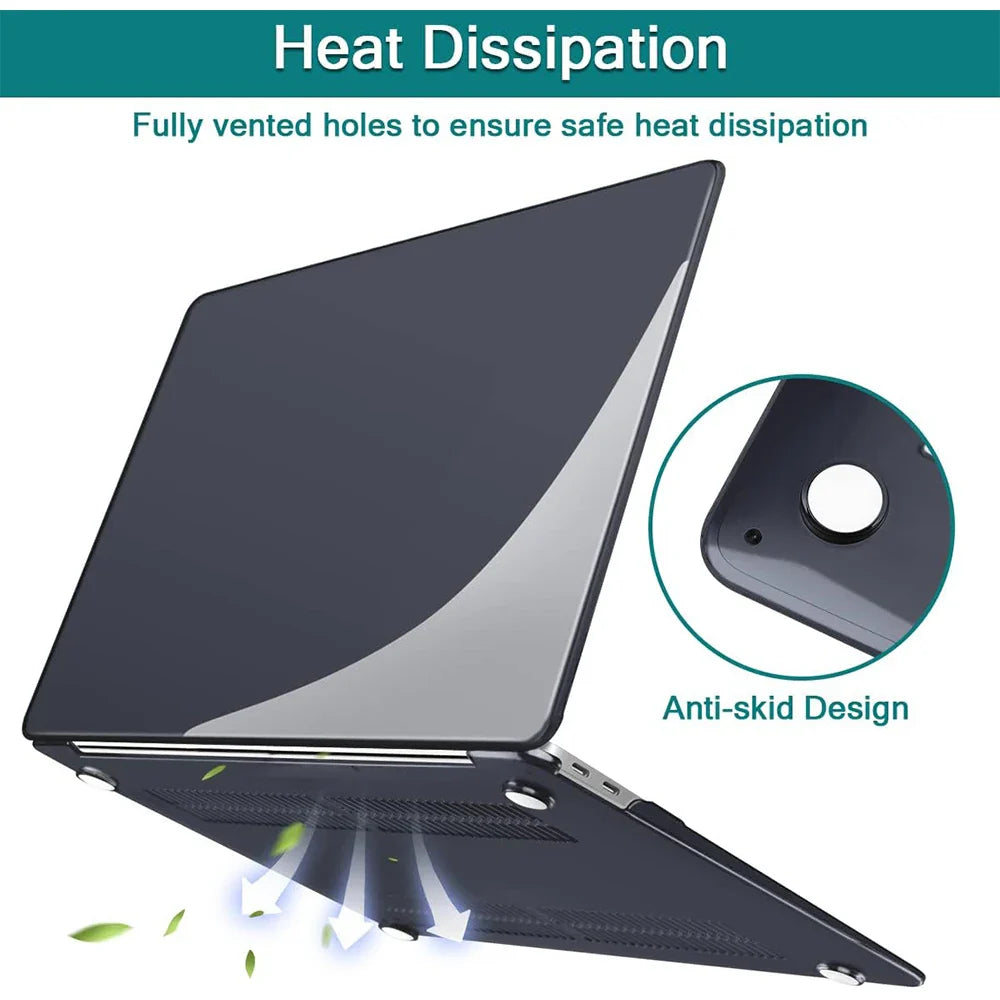 Clear Hard Shell Laptop Case & Sleeve for MacBook Air 13/13.3/13.6, Pro 13 and Air 15 - Transparent PC Cover with Nylon Sleeve