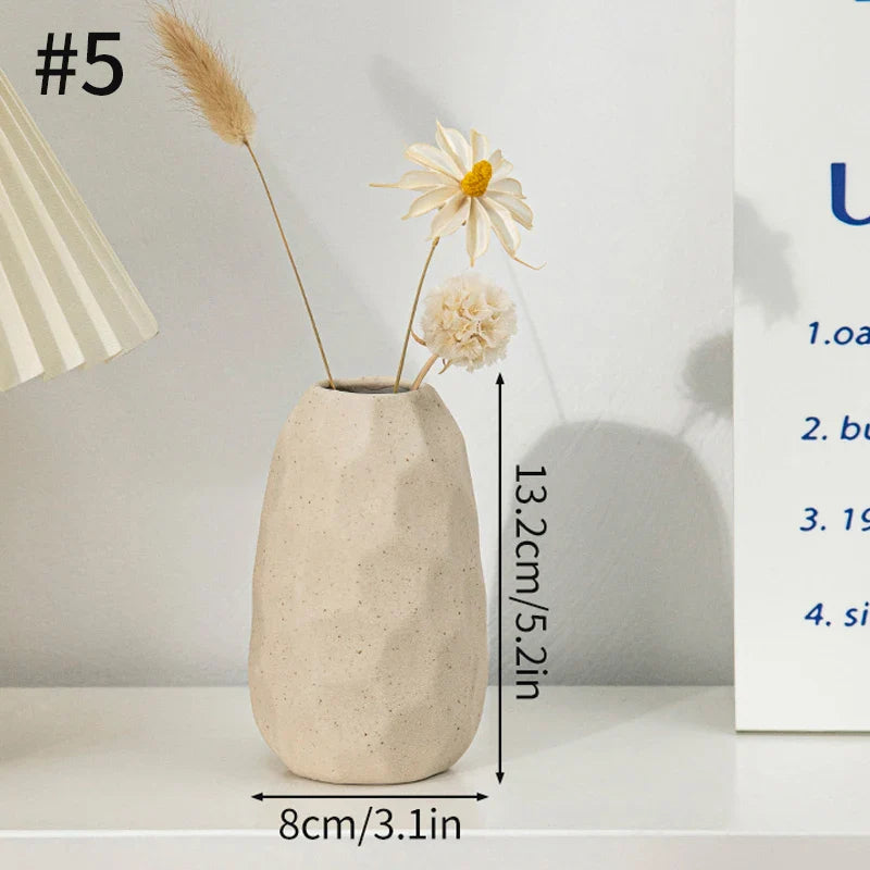 Ceramic Decorative Vase for Dried Flowers & Hydroponic Plants, Modern Table Ornament for Living Room Bedroom Office