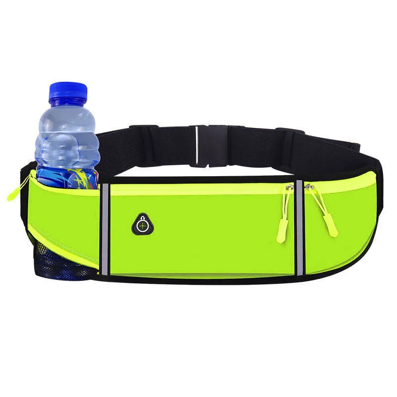 Lightweight Running Waist Bag with 3 Waterproof Pockets – Phone & 350ml Water Bottle Holder, Reflective, 41×11 cm (16.1×4.3 in)