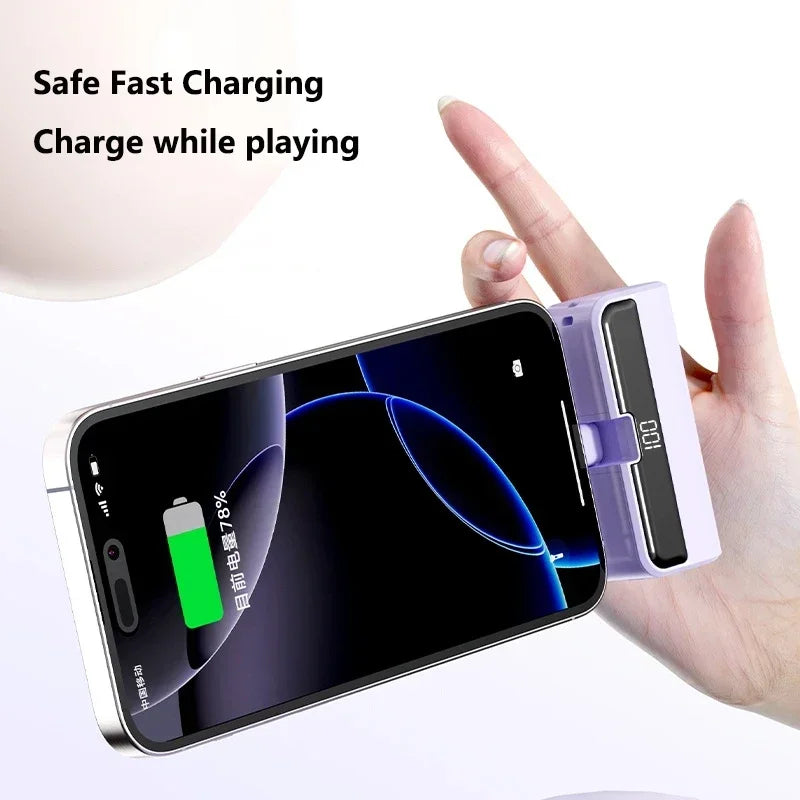 50000mAh Mini Capsule Power Bank – Portable Wireless Fast Charging with Digital Display, USB-A / USB-C / Lightning