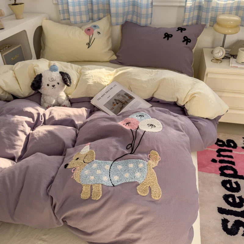 Brown Striped Bedding Set - Duvet Cover, Flat Sheet & Pillowcases (Single/Twin/Full/Queen)