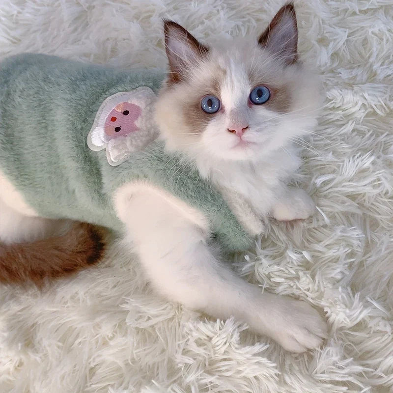 Warm Pet Sweater Vest for Cats & Small Dogs – Kitten Clothes, Winter Pet Apparel