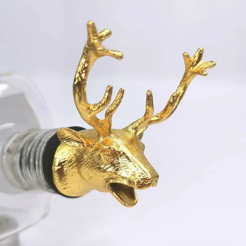 Zinc Alloy Animal Head Wine Pourer - Decorative Bottle Pour Spout & Stopper (Deer, Elk, Lion, Leopard, Wolf, Eagle, Dragon)