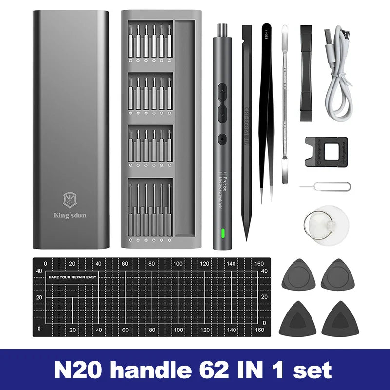28/62-in-1 Precision Electric Screwdriver Kit — Rechargeable Cordless Mini Repair Tool Set for Phones, Laptops & Electronics