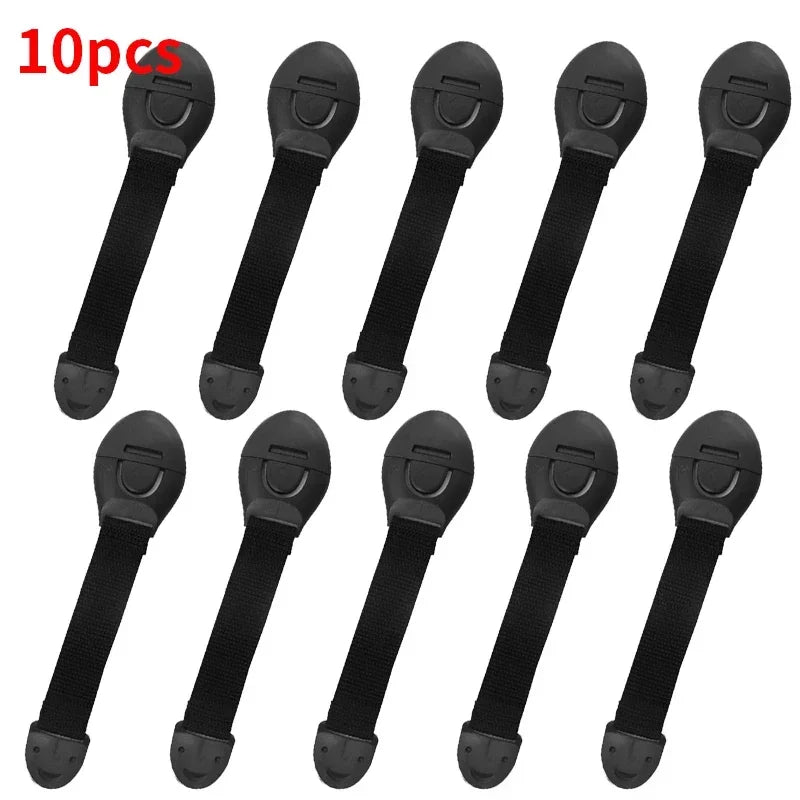 Baby Proof Cabinet & Drawer Lock Straps — 5/10-Pack Child Safety Door Latches, 20 cm (7.9 in) with 10 cm (3.9 in) Strap