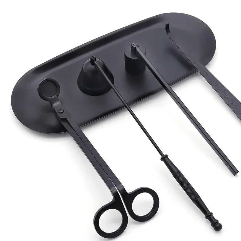 Candle Snuffer & Wick Trimmer — Black, 5 Style Options | Tray, Scissors & Hook Candle Accessories