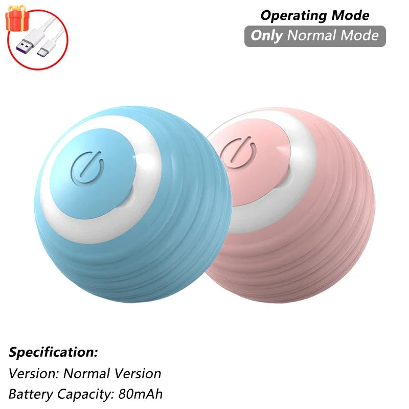 Rechargeable Interactive Cat Ball Toy — Automatic Rolling Smart Toy with Tail, LED & Obstacle Avoidance