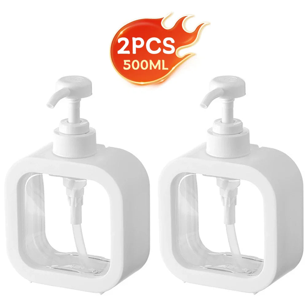 Large-Capacity Refillable Soap Dispenser Bottle – Clear Plastic Pump, 1 or 2 Pack for Travel, Kitchen & Bathroom