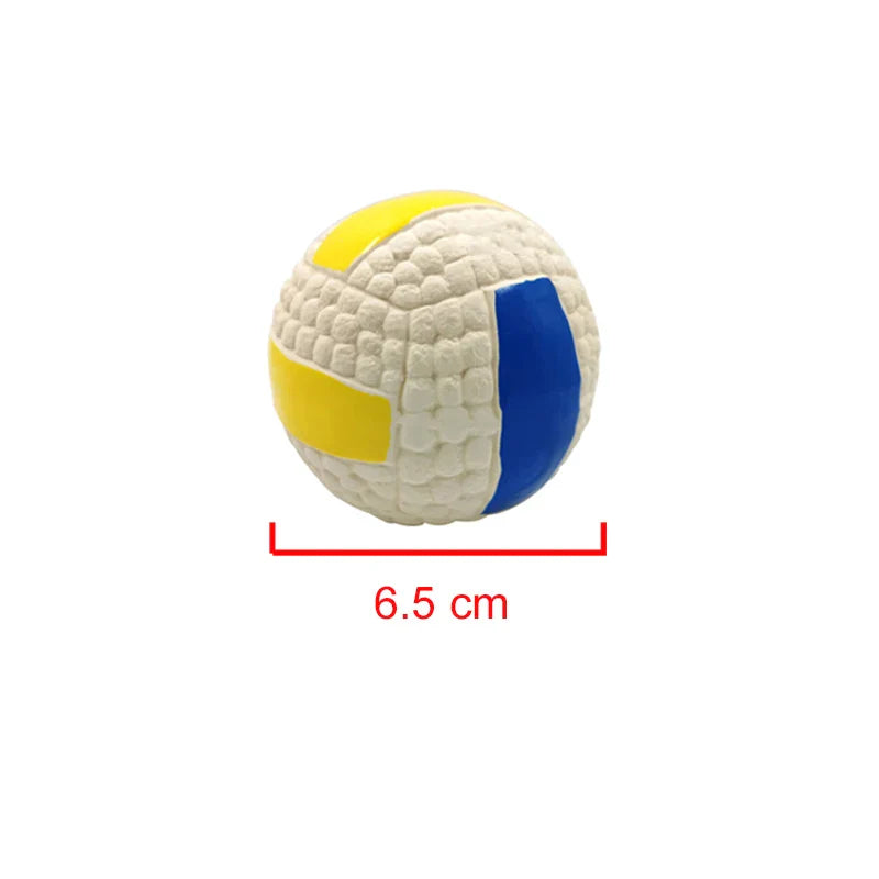 Dog Squeaky Latex Ball Chew Toy – Dental Cleaning Training & Interactive Play (Rugby, Tennis, Volleyball, Football, Basketball Shapes)