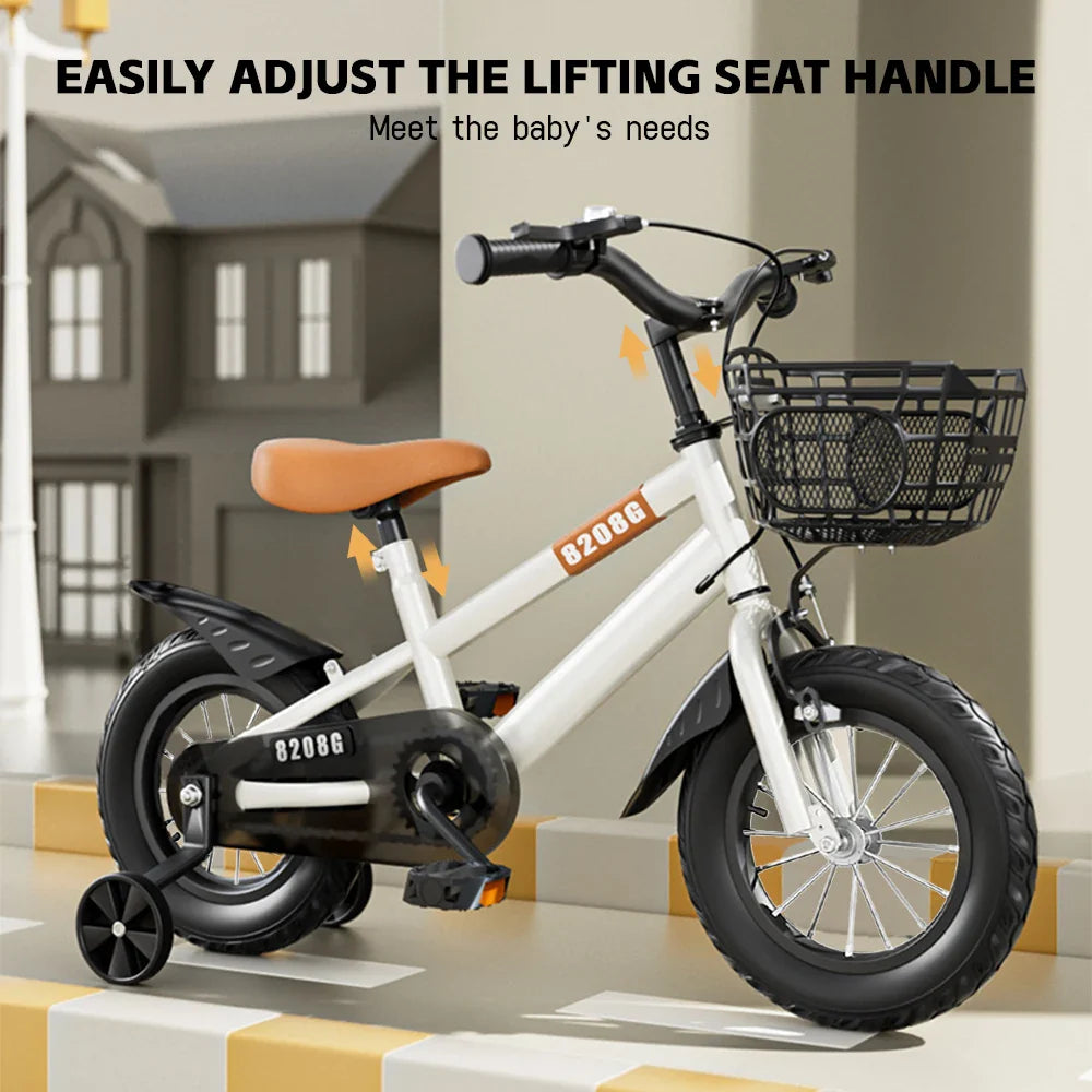 Kids Bike for Girls Ages 3-7 with Training Wheels & Front Basket - 14 in (36 cm) / 16 in (41 cm)