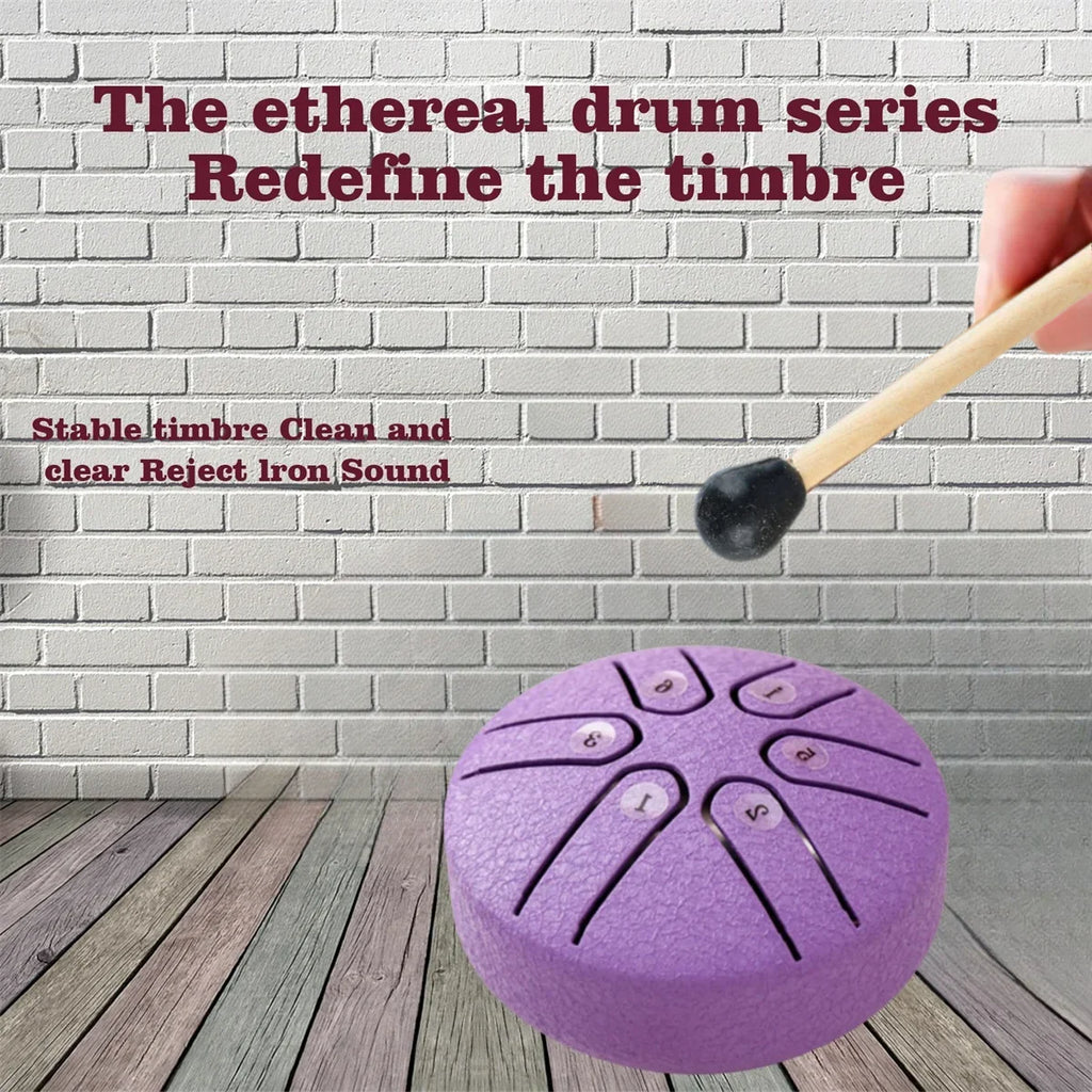 3-Inch (7.6 cm) 6-Tone Steel Tongue Drum - Mini Handpan with Drumstick, Beginner-Friendly Percussion Set