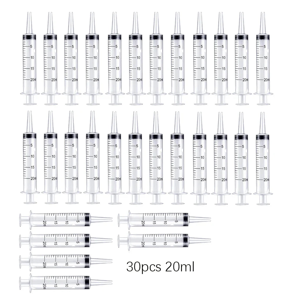 20ml Reusable Plastic Measuring Syringe Pack (5/10/20/30) - Hydroponics Nutrient, Oil Pump & Pet Medicine Feeder