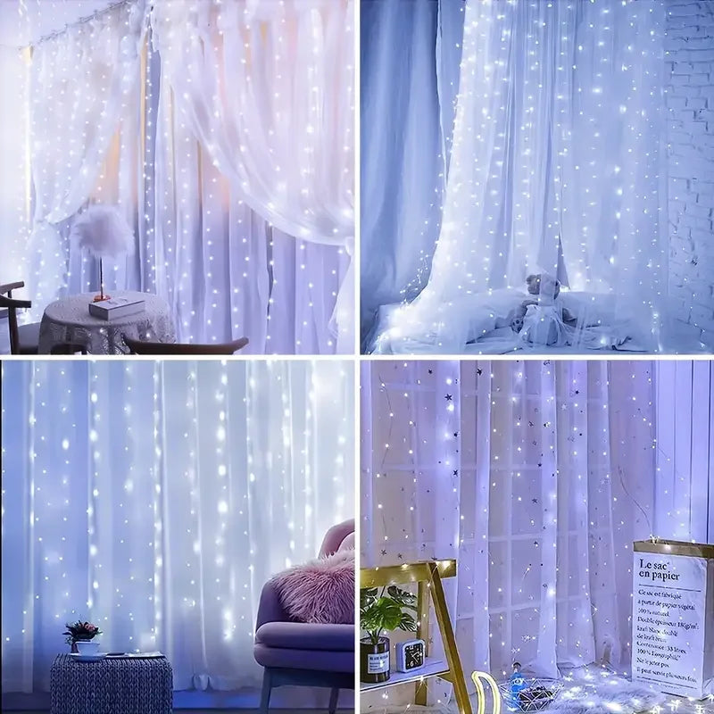 USB LED Curtain Fairy Lights for Windows & Bedroom – Christmas Holiday String Lights (100–600 LEDs)