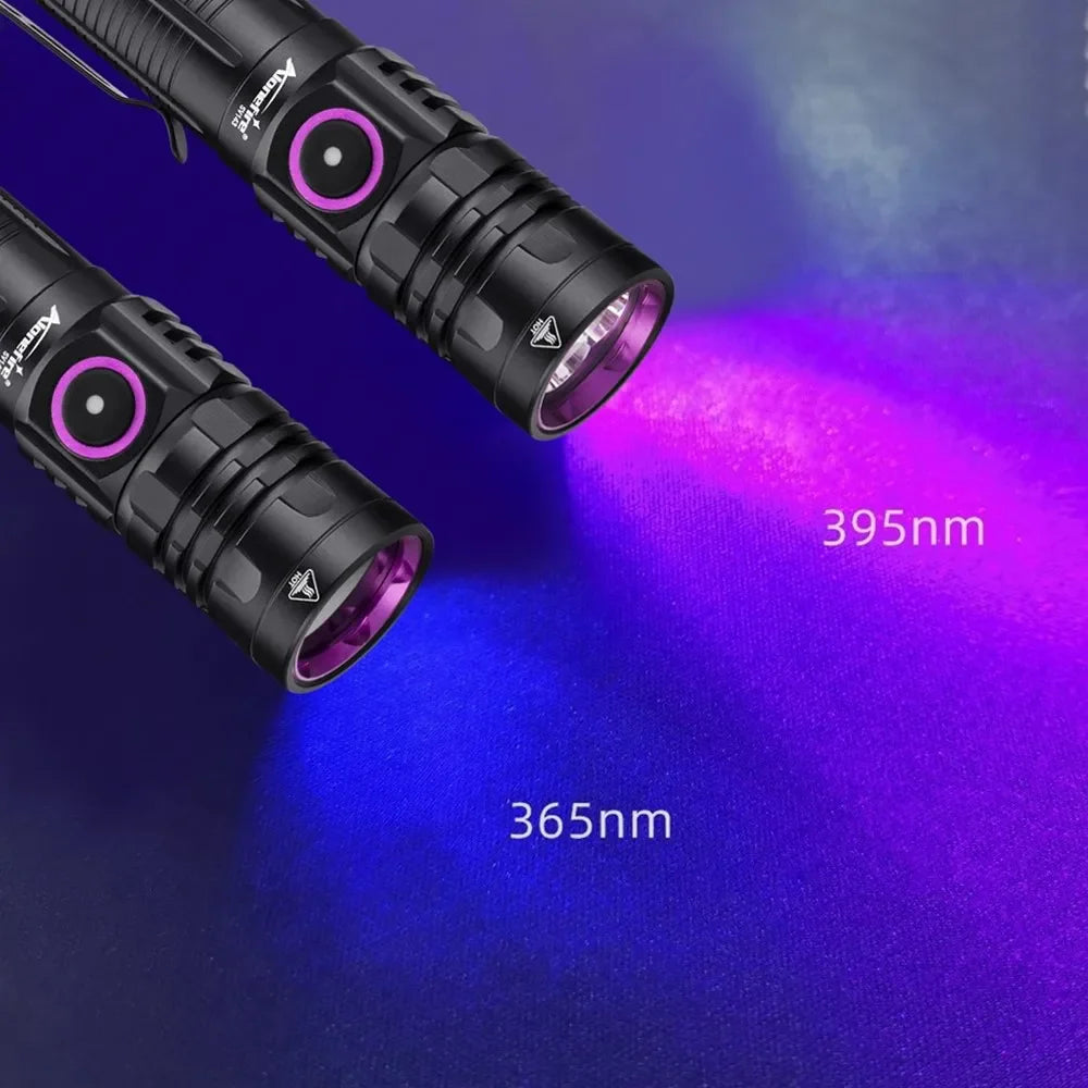 3-LED 365nm UV Blacklight Flashlight USB-C Rechargeable – Pet Stain & Scorpion Detector, UV Glue Curing Torch