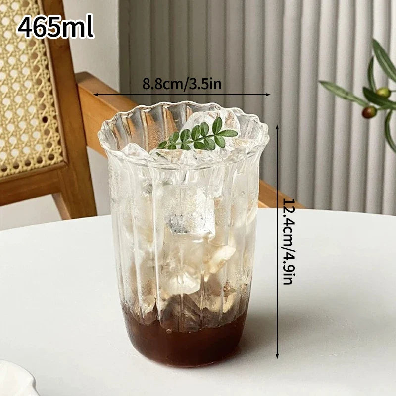 Aesthetic Borosilicate Glass Coffee Cup — Cold Coffee Mug & Cocktail Glass, 350–465ml (12–16oz)