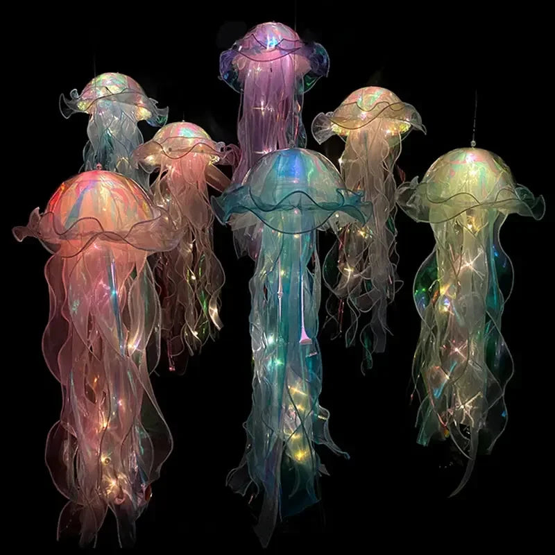 Jellyfish LED Lantern Night Light - Hanging Ocean Mermaid Bedroom & Party Decor for Kids