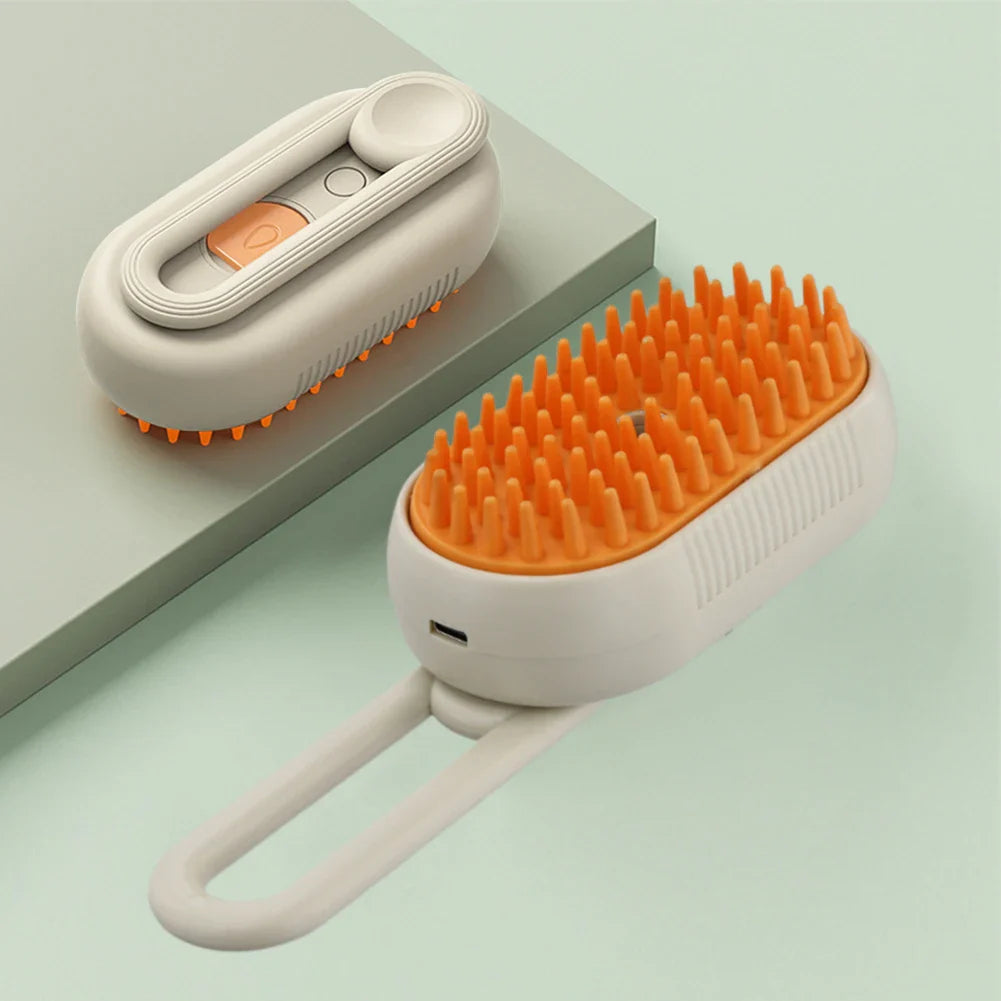 3-in-1 Steam Pet Grooming Brush – USB Rechargeable Spray & Massage Comb for Cats & Dogs (7.67 x 2.55 in / 19.5 x 6.5 cm)