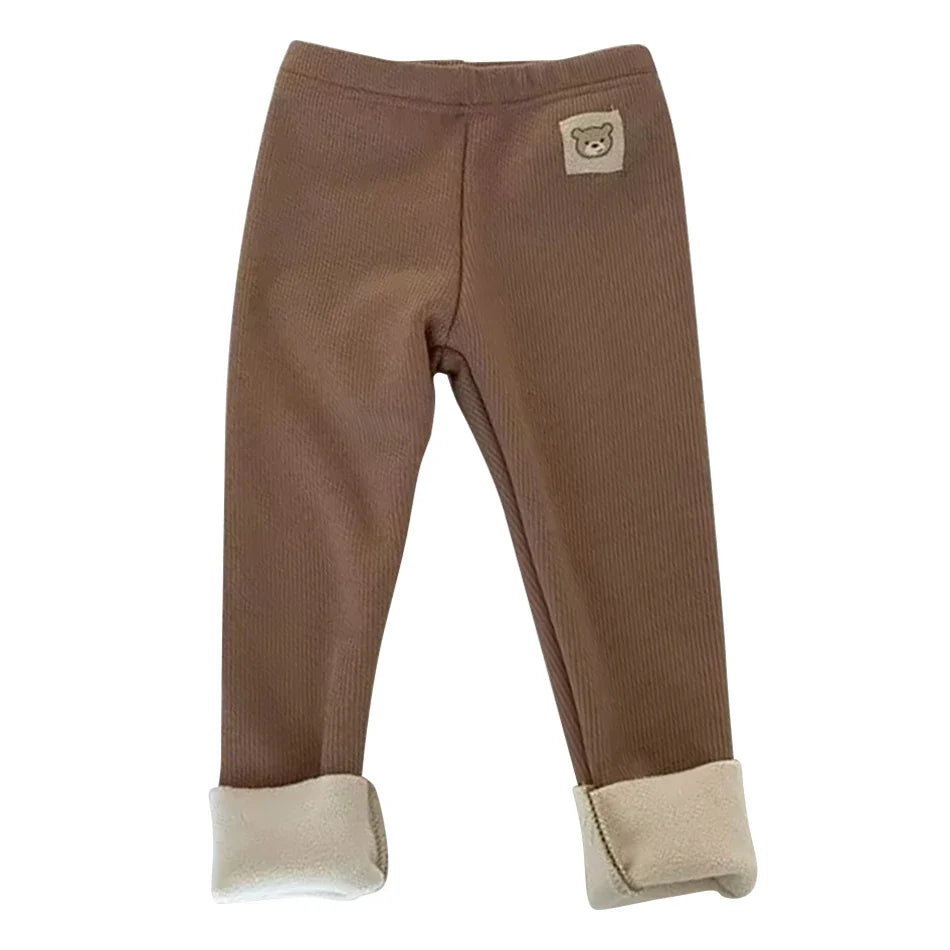 Korean-Style Autumn Winter Footed Leggings for Kids – Warm Polyester Unisex Baby/Toddler Sizes 80–130 (31.5–51.2 in)