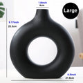 Nordic Ceramic Hollow Donut Vase - Modern Round Flower Pot for Home, Living Room & Office Decor