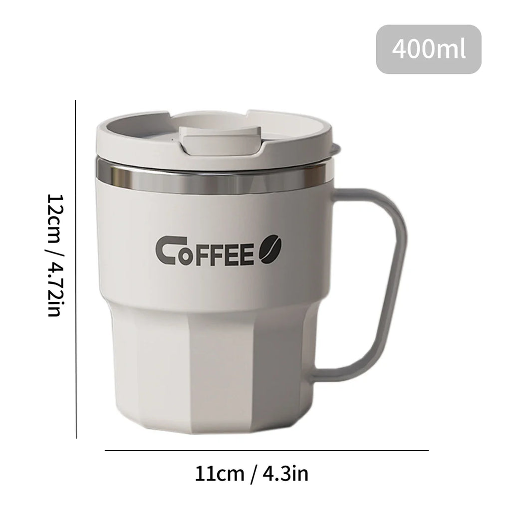 400ml (13.5oz) Double-Layer Insulated 304 Stainless Steel Coffee Mug – Sealed Travel Tumbler for Hot & Cold Drinks