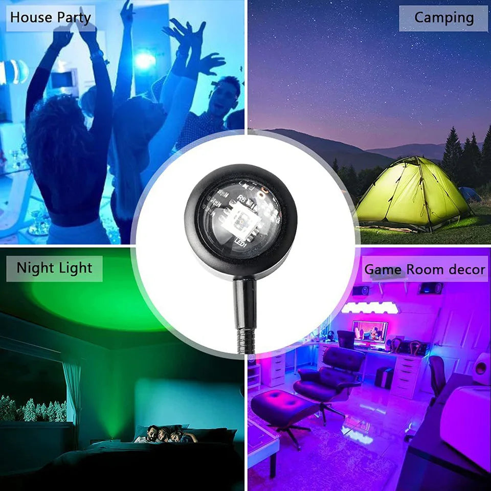 USB Sunset LED Lamp Rainbow Neon Night Light Projector, Bedroom & Photography Mood Light for Home Decor