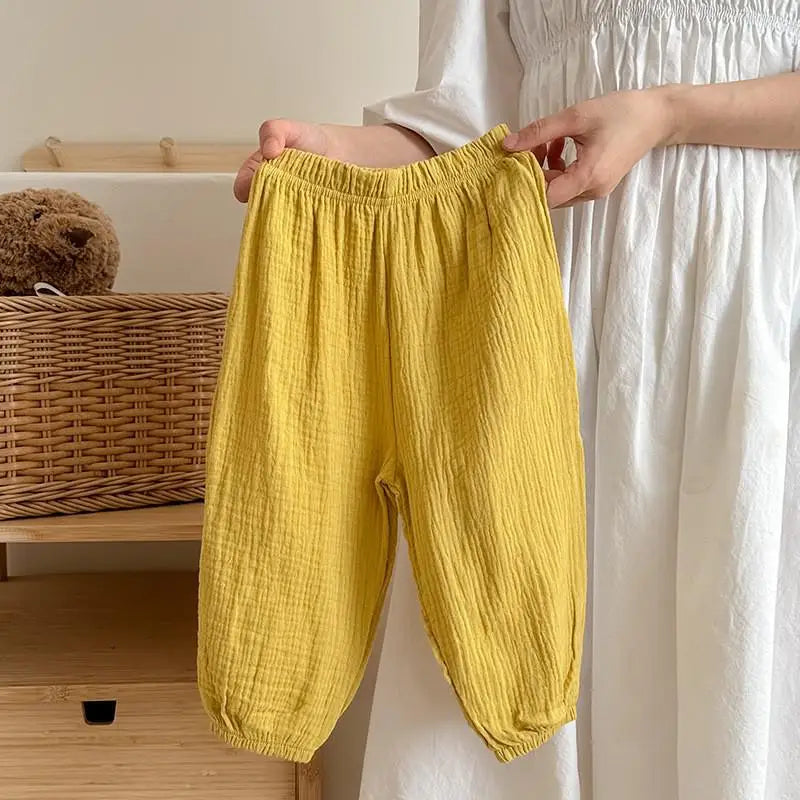 Children's Anti-Mosquito Summer Harem Pants - Lightweight Breathable Ankle-Length Casual Trousers with Elastic Waist (4-6 Years)