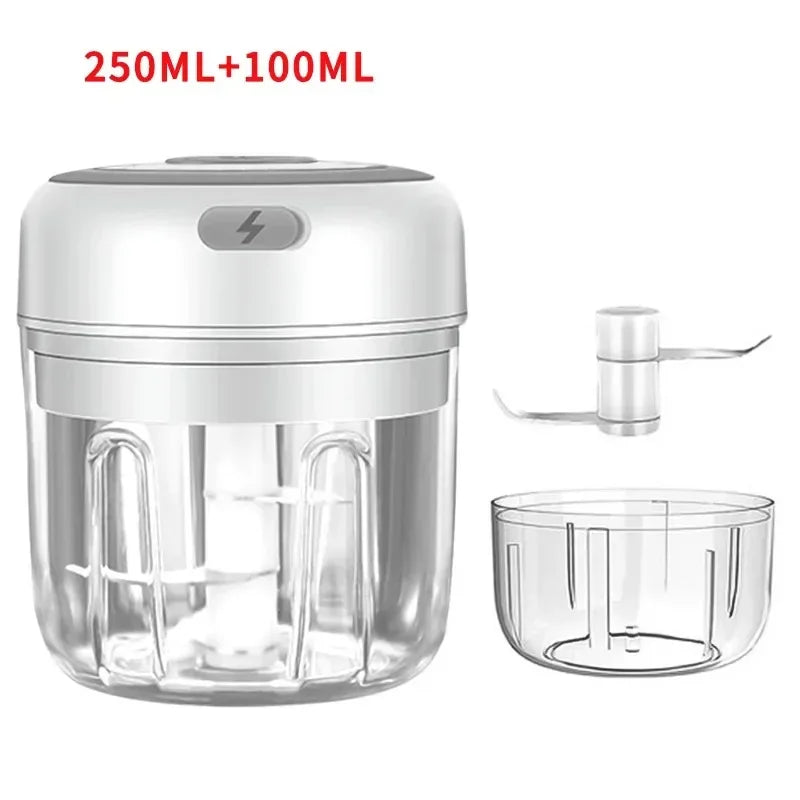 USB Rechargeable Electric Garlic Chopper & Crusher, Mini Portable Food Chopper 250/100 ml (8.5/3.4 fl oz)
