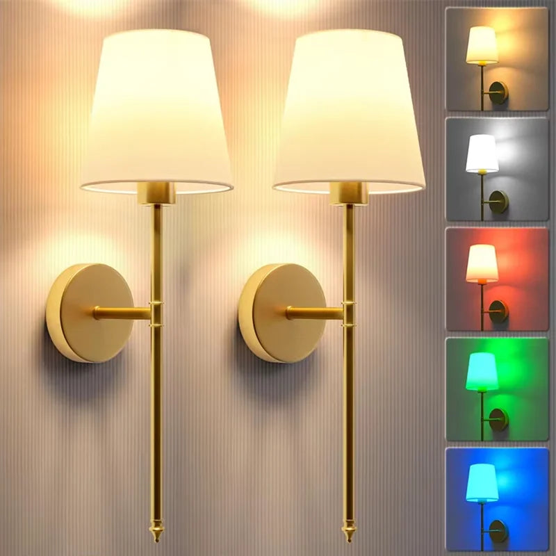 Rechargeable Wireless Wall Lamp with Detachable E27 Bulb — Dimmable LED Remote Control, 10 Color Modes