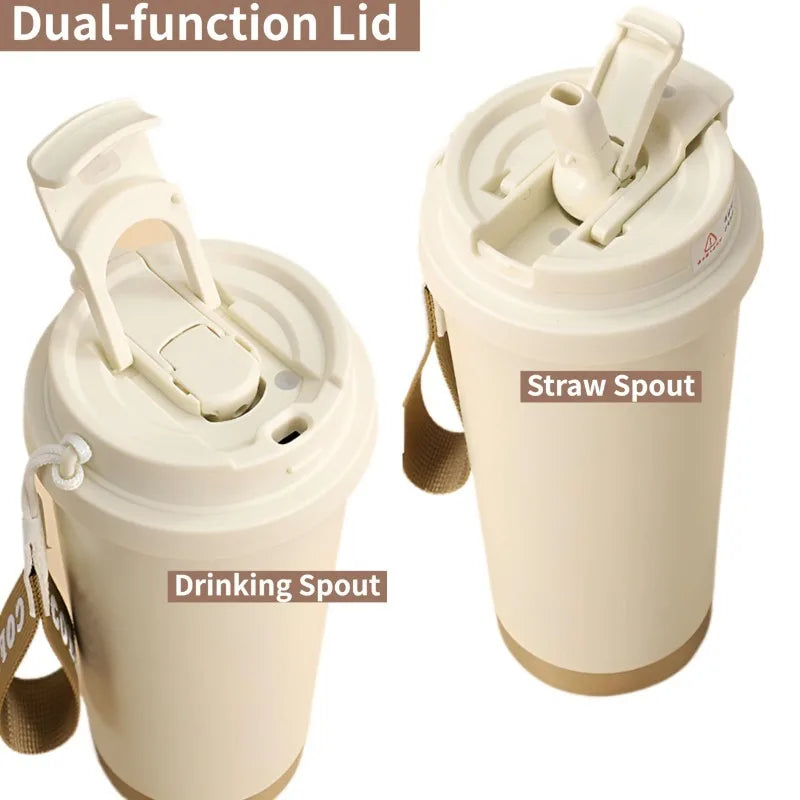 Large 18oz (530ml) Ceramic-Lined Stainless Steel Insulated Travel Mug – Double Wall Vacuum Thermos, Reusable Coffee Tumbler