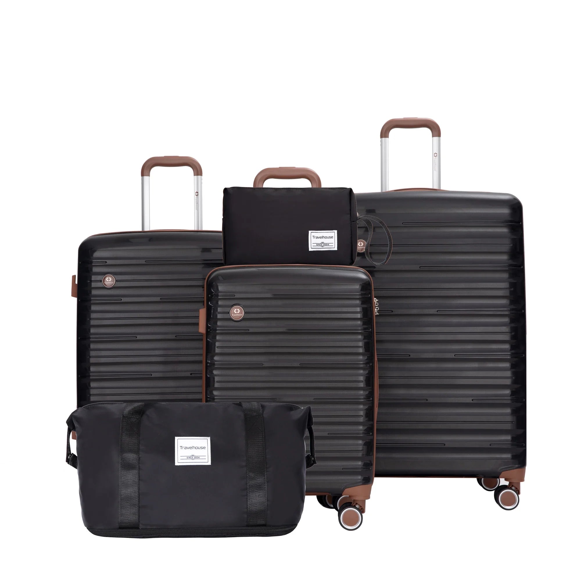 5-Piece Travel Luggage Set – 3 Hardshell Suitcases with Double Spinner Wheels & TSA Lock, Waterproof Duffel & Toiletry Bag