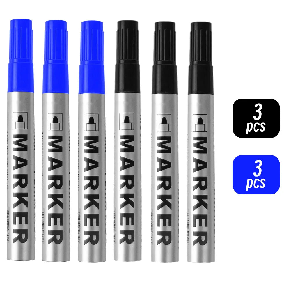 Waterproof Black Permanent Paint Marker - Quick-Dry Oil-Based Pen for Tires, Metal & Glass