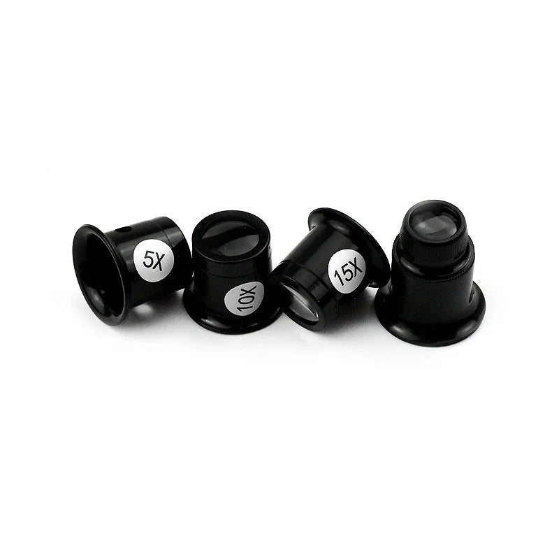 Watch Repair Magnifying Goggles 5-20X 4-Piece Set Jeweler Loupe for Precision Repair
