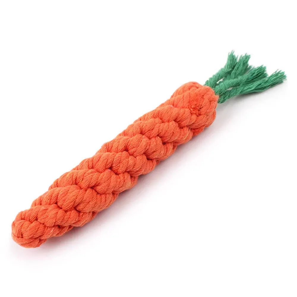 Carrot Rope Dog Toy 1-Pack – Durable Braided Cotton Chew Toy for Puppies & Dogs, 8.7 in (22 cm) Teeth Cleaning