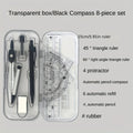 8-Piece Geometry Drawing Set for School — Compass, Mechanical Pencil, Protractor, Ruler & Tripod with Storage Case