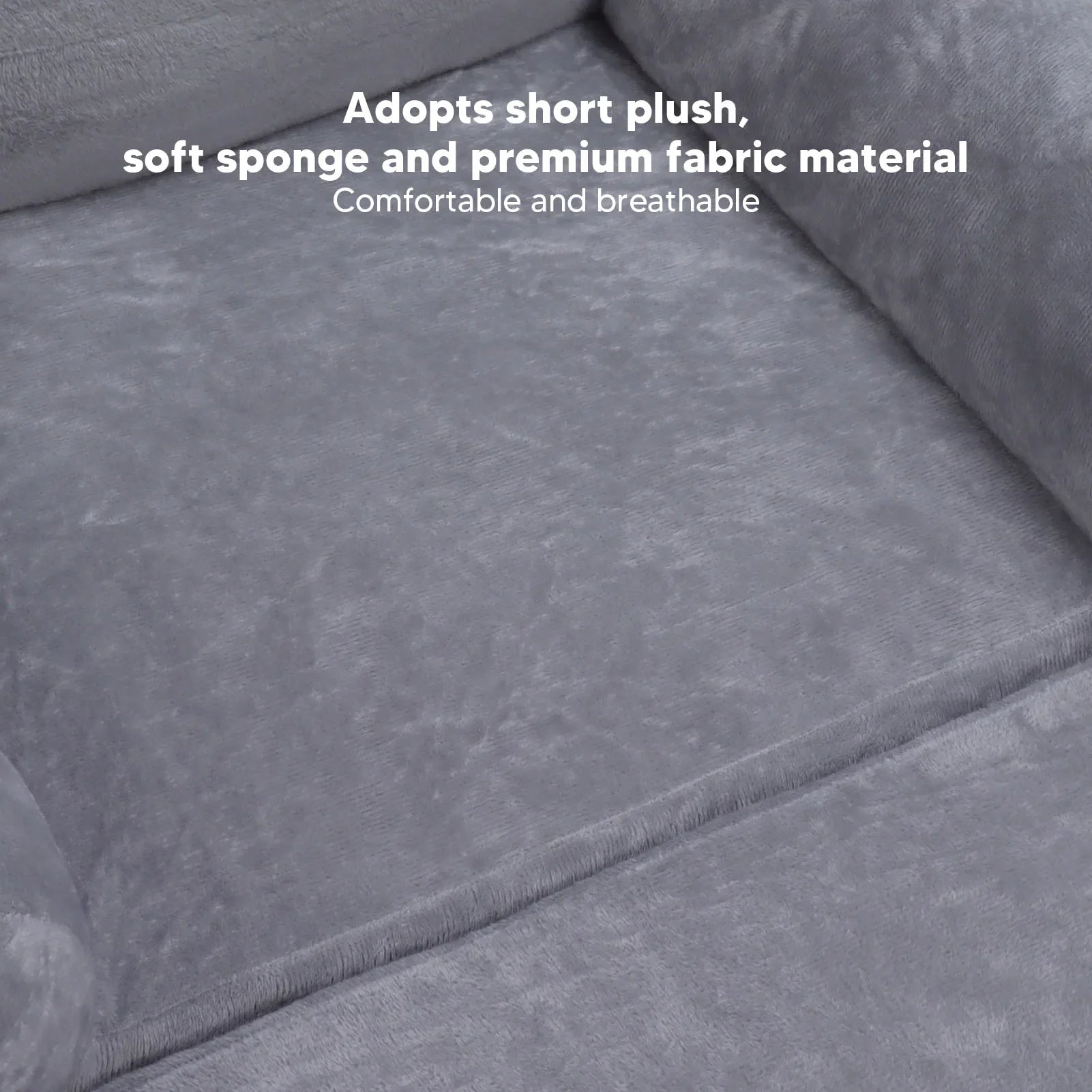 Cartoon Gray Dog Kids Sofa Foldable Toddler Chair - Soft Breathable Plush Armrest for Reading, Relaxing & Napping