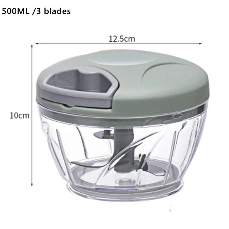 Manual Food Chopper 500ml (17 fl oz) / 900ml (30.4 fl oz) Hand-Pull Garlic Press & Meat Mincer — Vegetable Grinder Onion Cutter