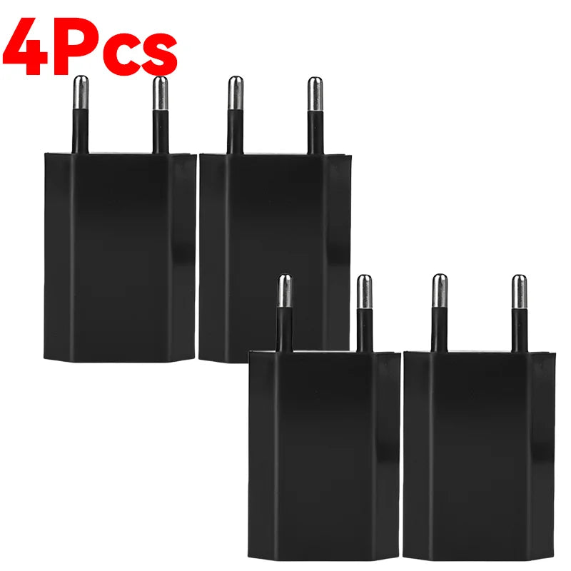 EU Plug USB Wall Charger 5V 1A Travel Adapter, Universal Smartphone USB Charger, 1-5 Pack