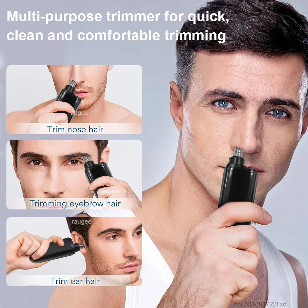 USB Rechargeable Mini Nose Hair Trimmer – Portable Electric Nose & Ear Hair Remover with LED Display, IPX7 Waterproof