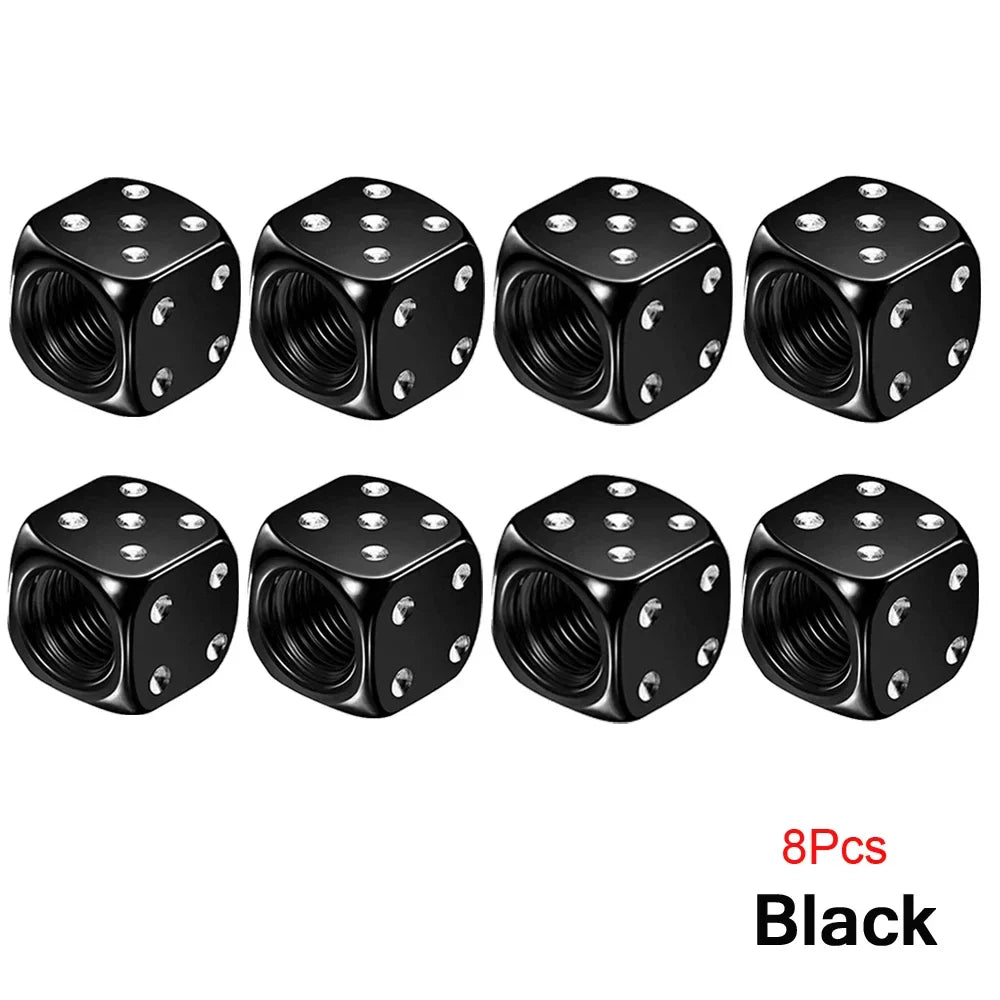 2/8-Pack Aluminum Dice Tire Valve Caps, Universal Wheel Stem Air Valve Covers for Car Truck Motorcycle Bike