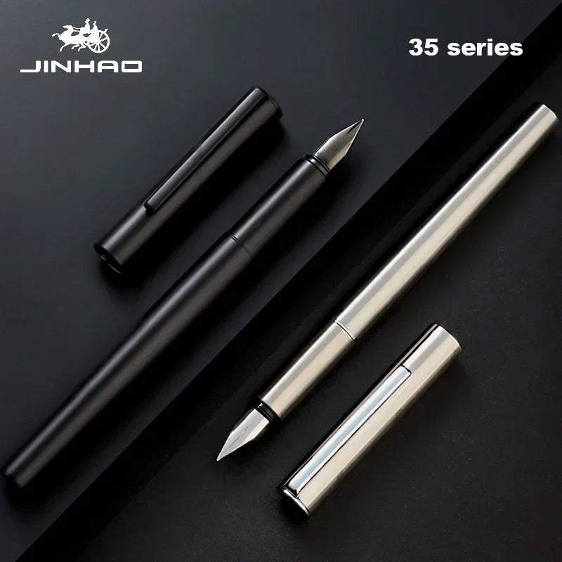 Luxury All-Steel Fountain Pen - Titanium EF/F Nib, 5.5 in (14 cm) Compact Calligraphy & Office Pen