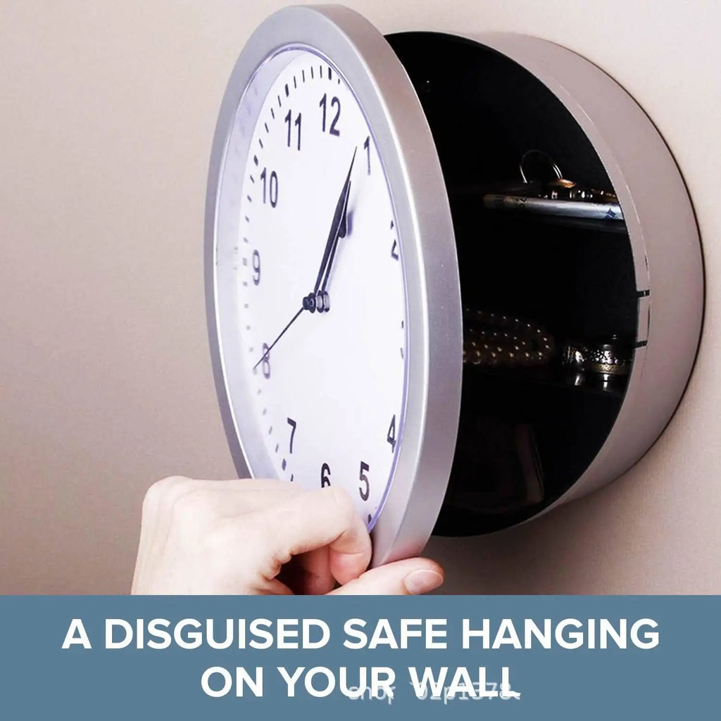Hidden Safe Wall Clock 9.8 in (25 cm) - Secret Compartment Clock Safe for Cash, Jewelry & Keys - Silent Decorative Wall Clock