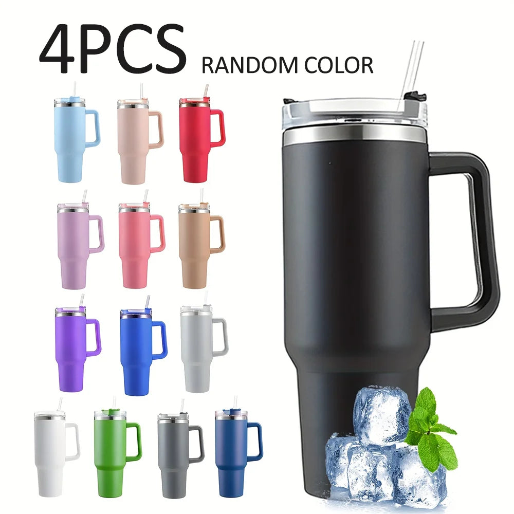 40oz Vacuum Insulated Tumbler with Handle & Straw Lid | Stainless Steel Travel Bottle