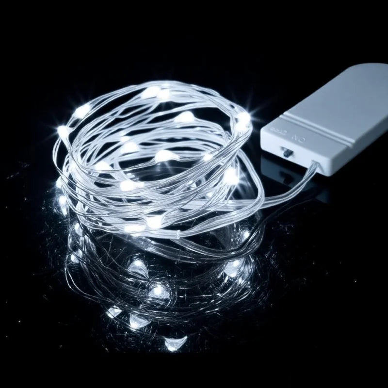 Battery Operated LED Fairy String Lights Waterproof Silver Wire 1–10m (3.3–32.8ft) 10–100 LEDs for Wedding Party Christmas