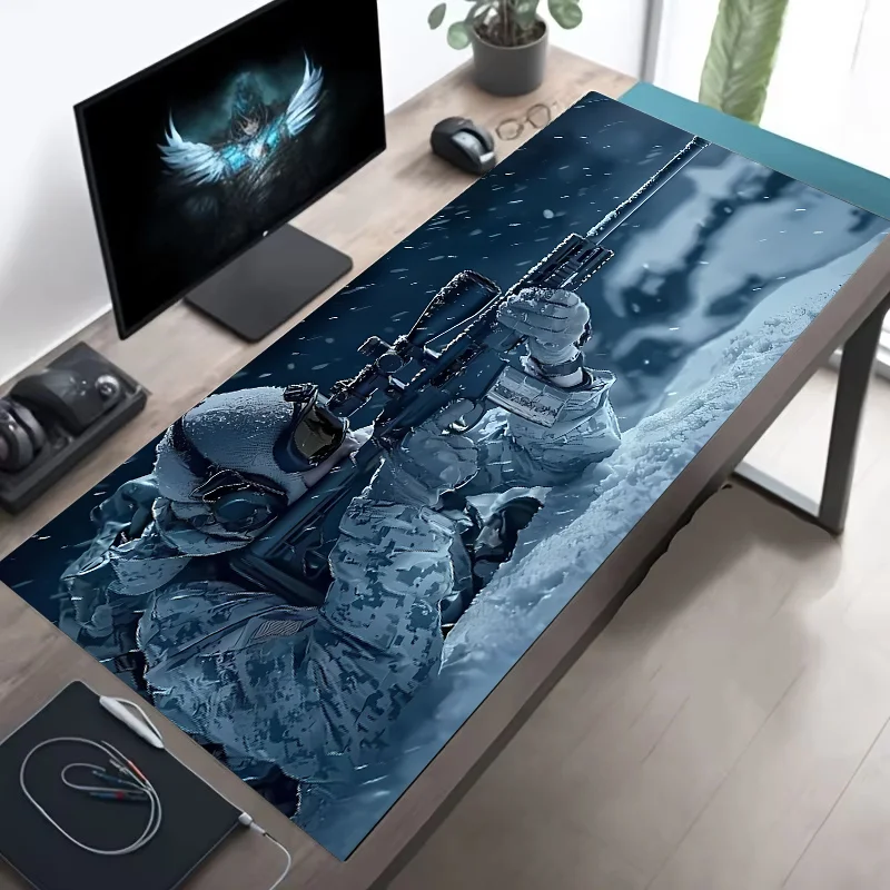 XXL Tactical Soldier Mouse Pad - Non-Slip Stitched Gaming Desk Mat for PC & FPS Gamers