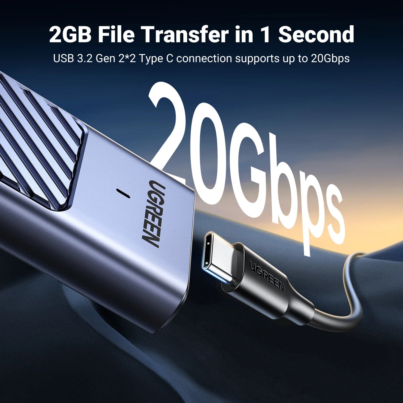 M.2 NVMe & SATA SSD Enclosure USB-C 20Gbps (USB 3.2 Gen2x2) — Supports 2230/2242/2260/2280 M & B+M Keys, Up to 8TB